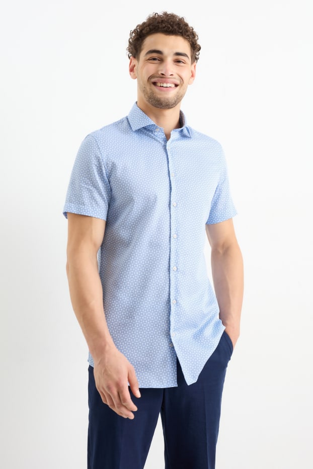 Bărbați - Cămașă office - slim fit - guler italian - ușor de călcat - cu model - albastru deschis
