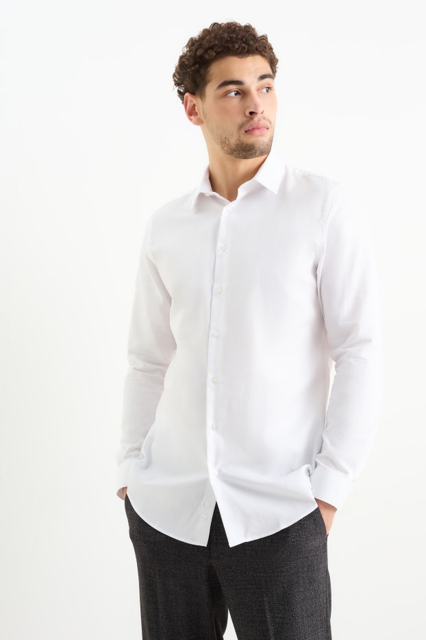 Heren - Business-overhemd - slim fit - kent - gemakkelijk te strijken - wit
