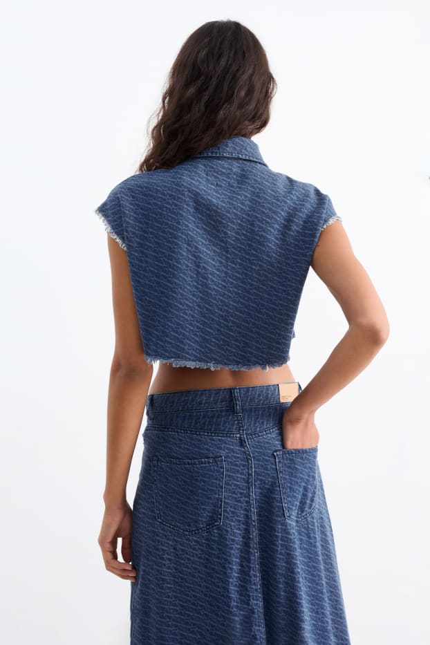Femei - Bluză din denim polițist - cu model - denim-albastru