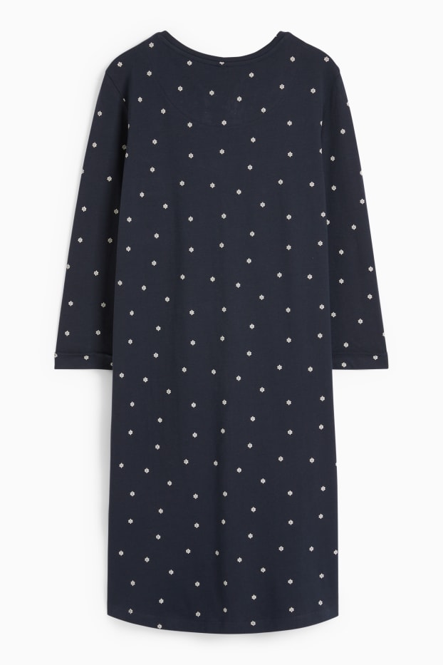 Donna - Camicia da notte - a fiori - blu scuro