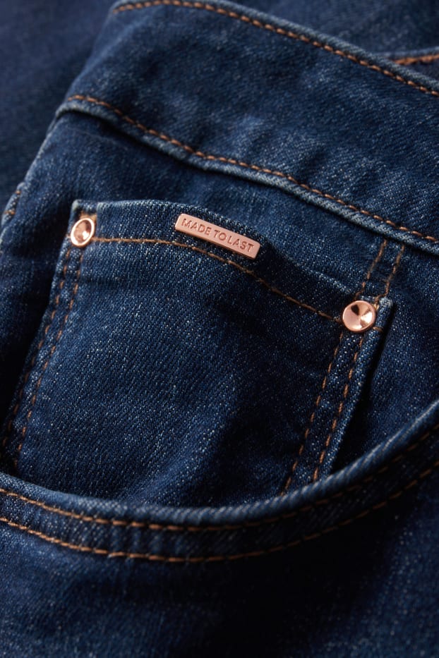 Femei - Straight jeans - talie medie - LYCRA® - denim-albastru închis