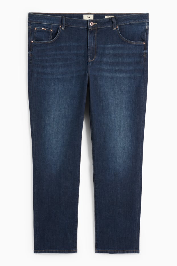 Femei - Straight jeans - talie medie - LYCRA® - denim-albastru închis