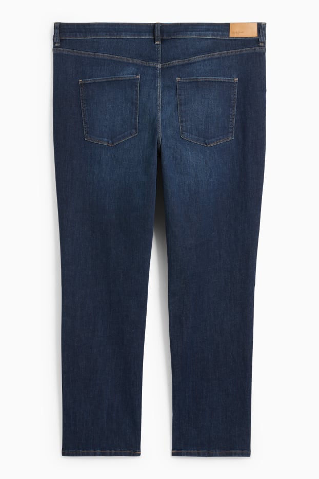 Femei - Straight jeans - talie medie - LYCRA® - denim-albastru închis