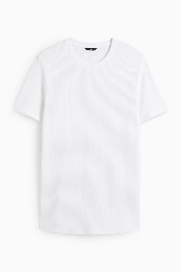 Uomo - T-shirt - tramata - bianco