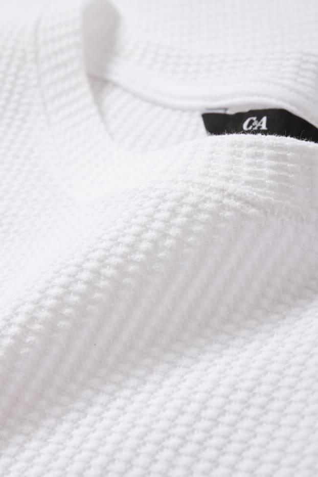 Uomo - T-shirt - tramata - bianco