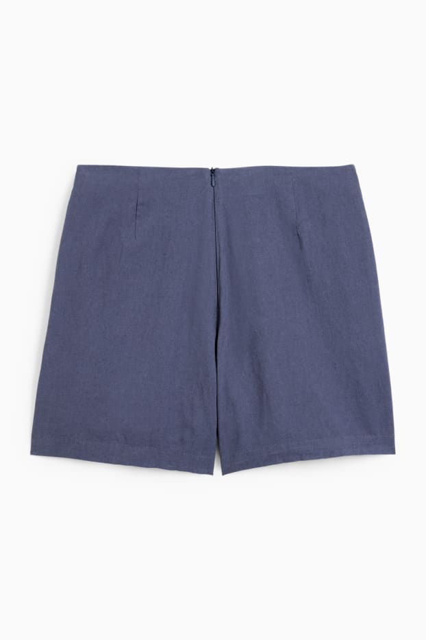 Dames - Skort - mid waist - linnenmix - donkerblauw