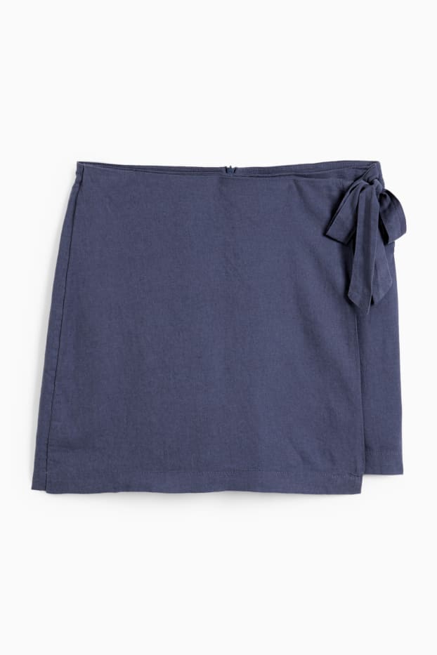 Dames - Skort - mid waist - linnenmix - donkerblauw