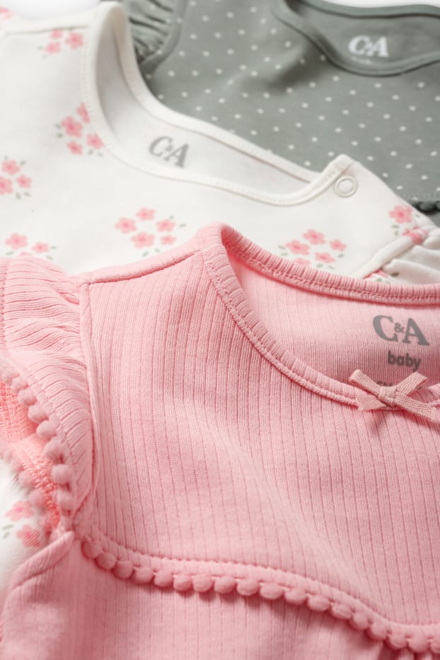 Bebeluși - fete - Multipack 3 buc. - floricele - pijama salopetă bebeluși - roz