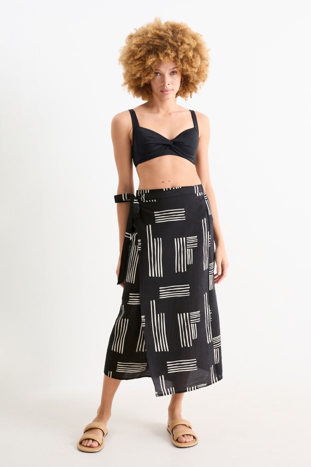 Femmes - Jupe portefeuille - à motif - noir