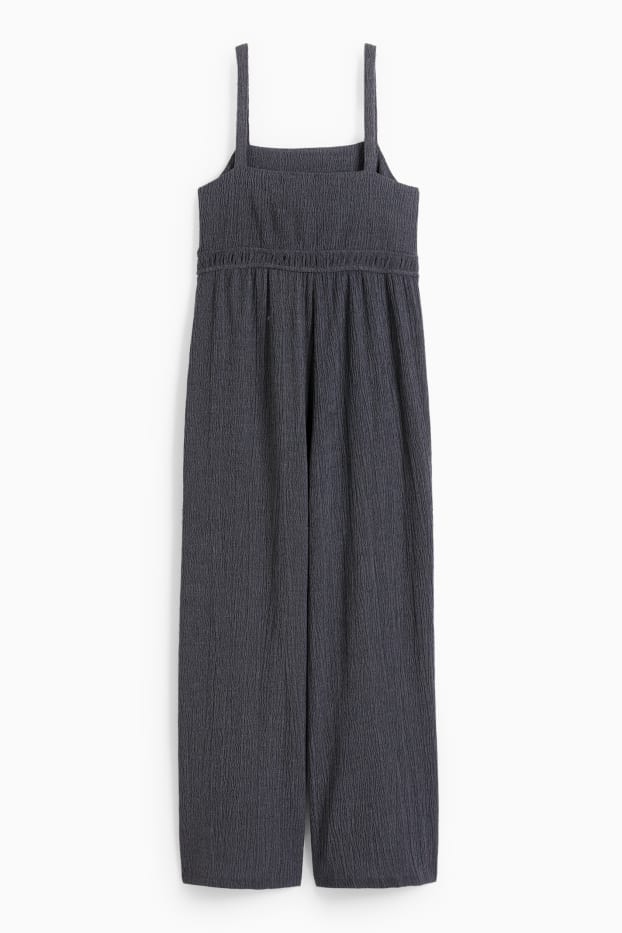 Dames - Jumpsuit - met structuur - donkerblauw