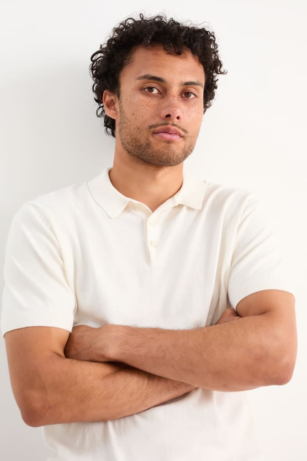 Herren - Poloshirt - cremeweiss
