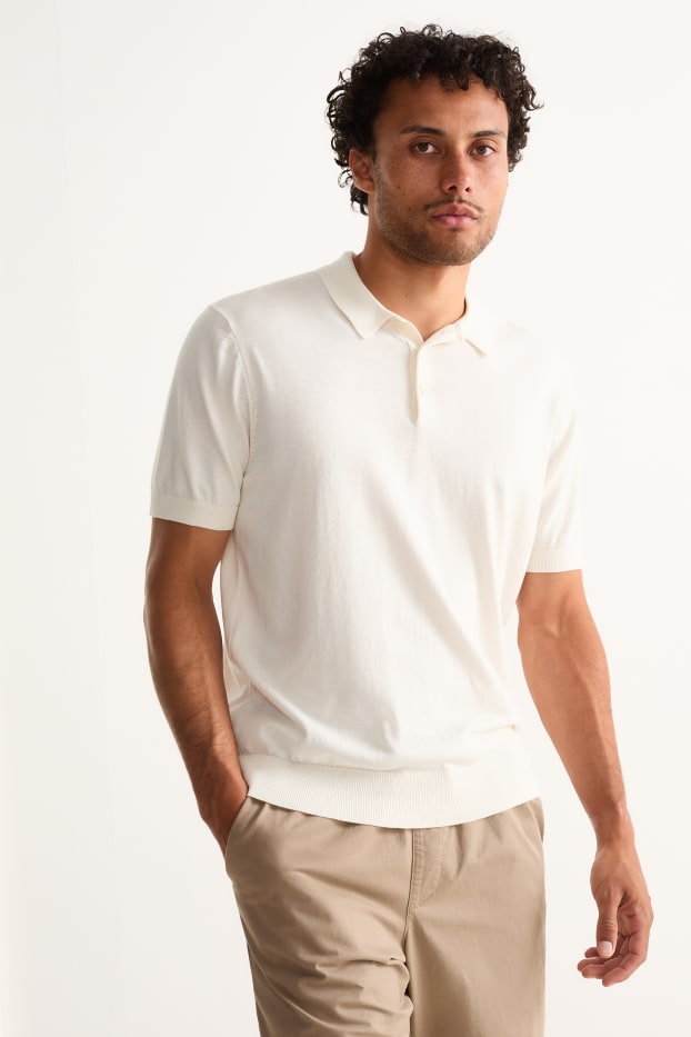 Herren - Poloshirt - cremeweiss