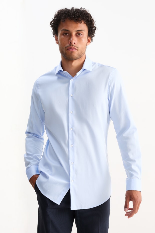Heren - Business-overhemd - slim fit - cut away - gemakkelijk te strijken - lichtblauw