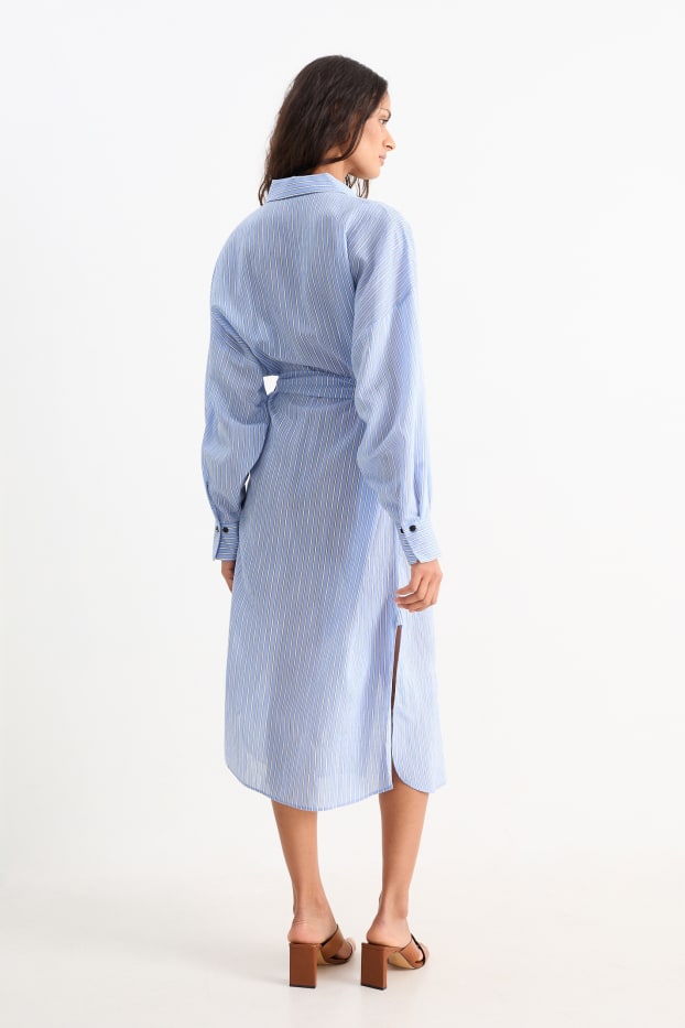 Dona - Vestit camiser - de ratlles - blau