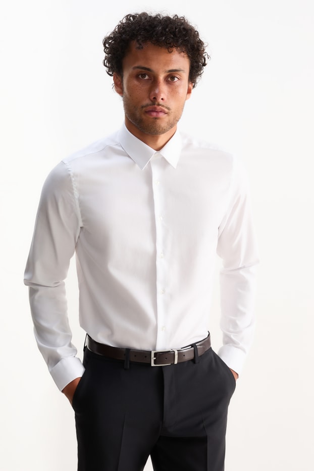 Heren - Business-overhemd - slim fit - cut away - gemakkelijk te strijken - wit