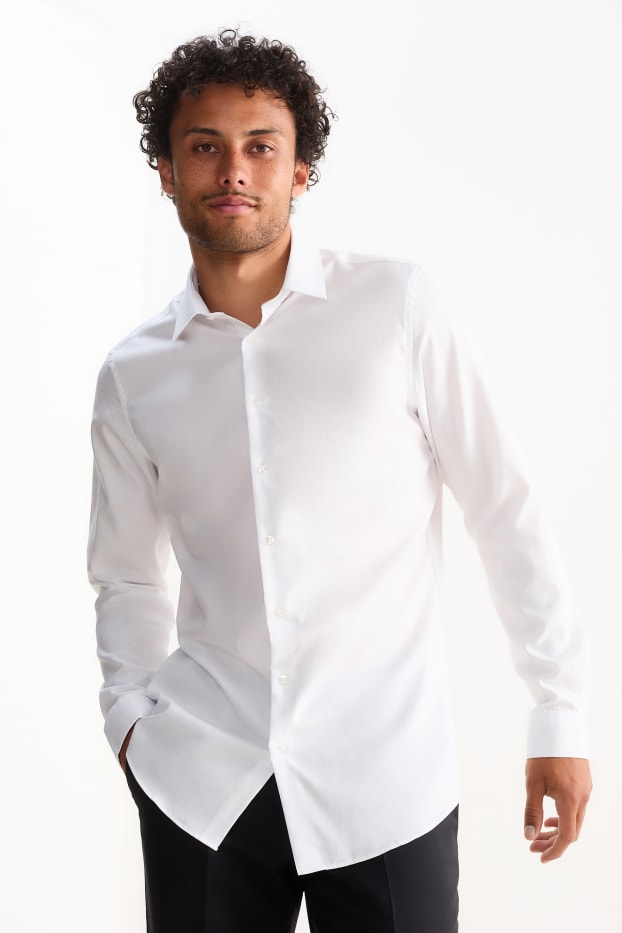 Heren - Business-overhemd - slim fit - cut away - gemakkelijk te strijken - wit