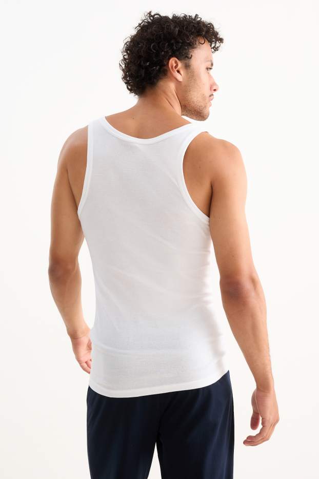 Uomo - Confezione da 3 - canottiera - a costine - senza cuciture - bianco