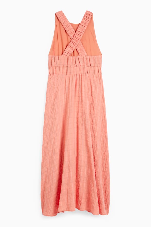 Damen - Fit & Flare Kleid - kariert - orange
