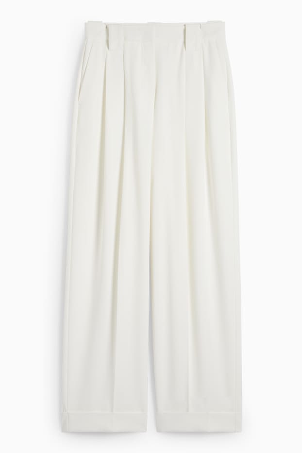 Dames - Pantalon - high waist - tapered fit - wit