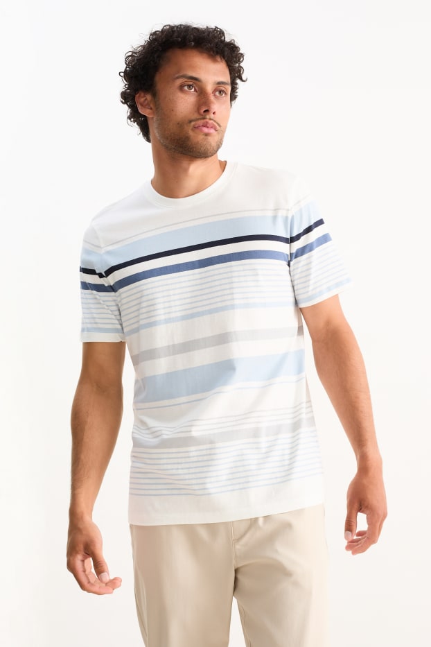 Uomo - T-shirt - a righe - bianco
