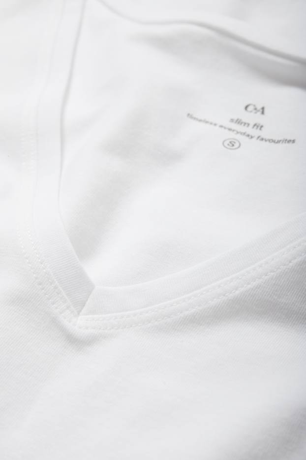 Femmes - Lot de 3 - T-shirts à col V - slim fit - blanc