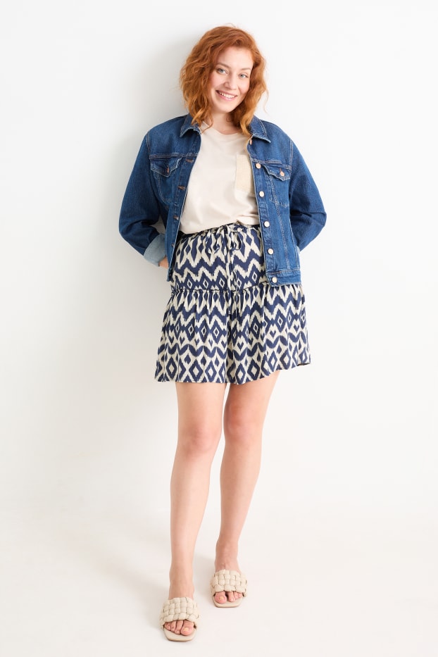Donna - Minigonna - con motivi - blu