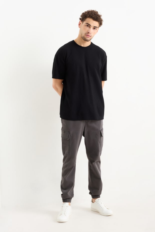 Pánské - Cargo kalhoty - tapered fit - LYCRA® - tmavošedá