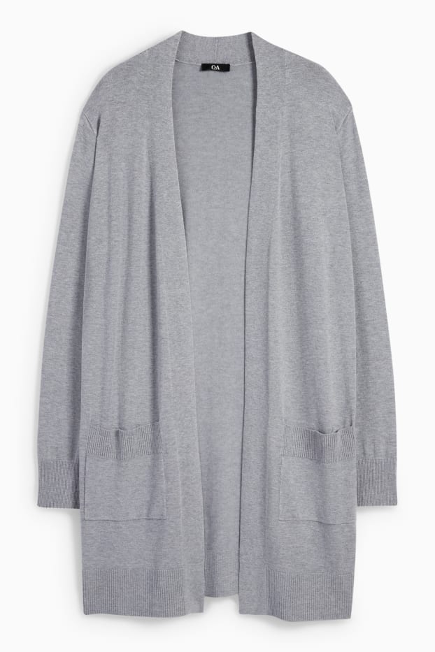 Femmes - Gilet long en maille - gris