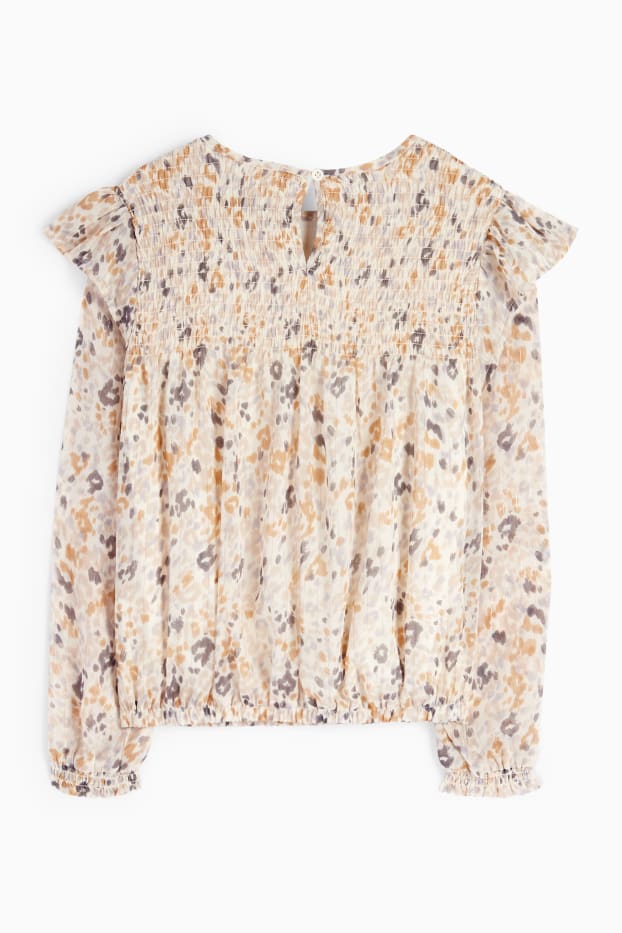 Kinderen: meisjes - Blouse - met patroon - licht beige