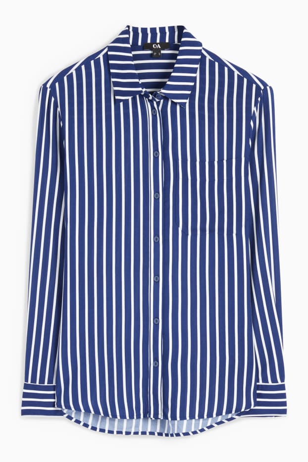 Damen - Bluse - gestreift - blau / weiß