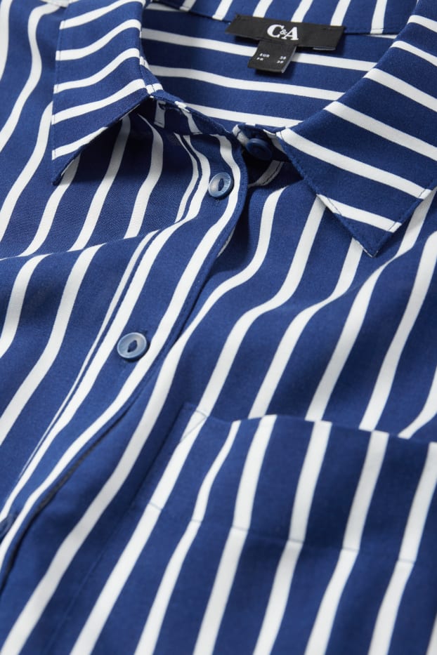 Damen - Bluse - gestreift - blau / weiß