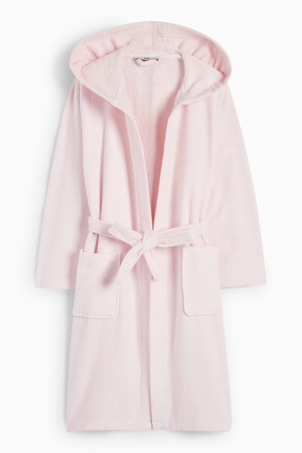 Enfants filles - Peignoir en éponge avec capuche - rose
