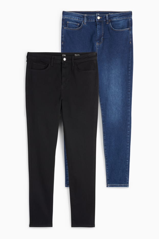 Donna - Confezione da 2 - jegging jeans - vita alta - jeans blu scuro