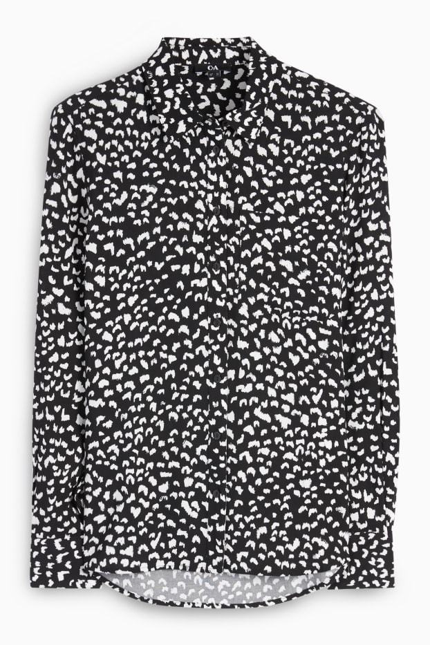 Dames - Blouse - met patroon - zwart