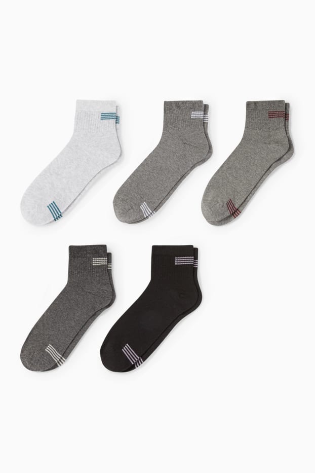 Hommes - Lot de 5 paires - chaussettes courtes - gris