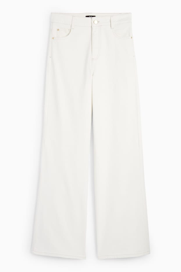 Donna - Jeans a gamba larga - vita alta - bianco