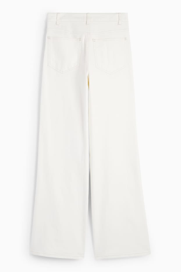 Donna - Jeans a gamba larga - vita alta - bianco