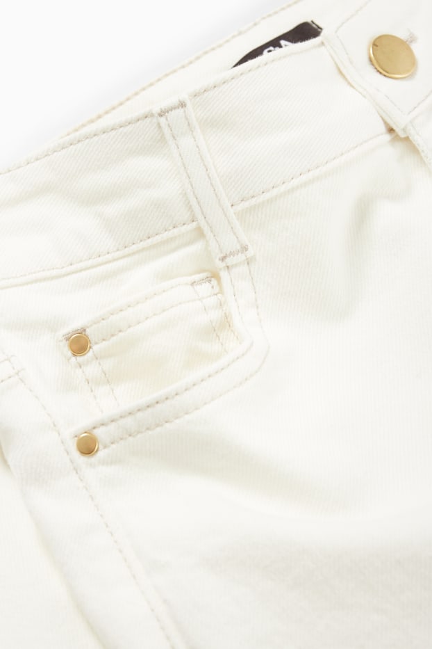 Donna - Jeans a gamba larga - vita alta - bianco