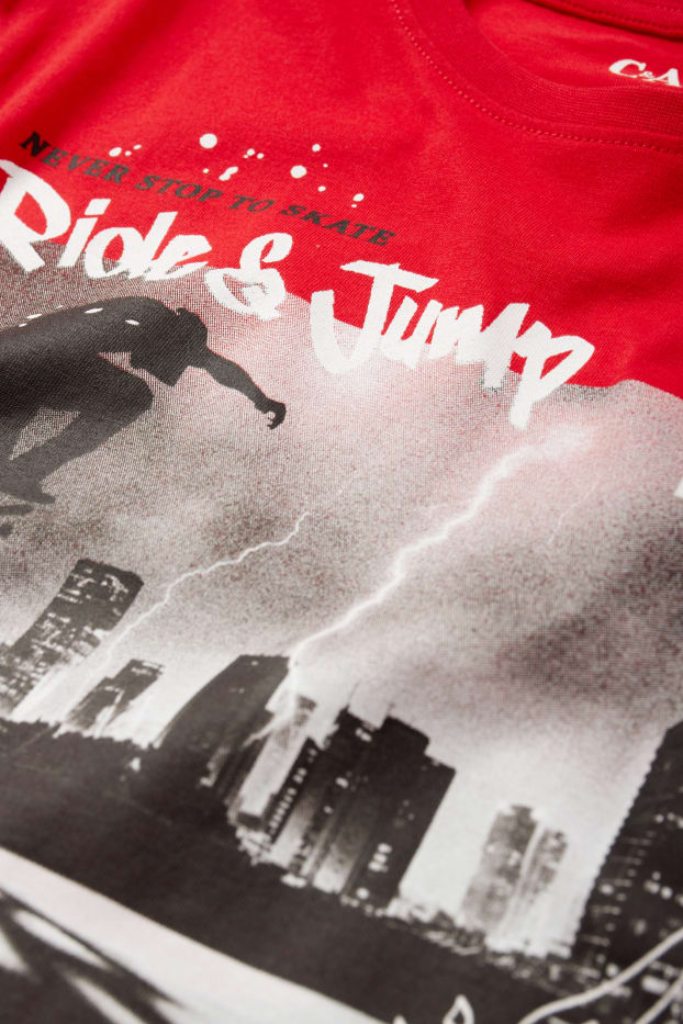 Kinder Jungen - Skater - Kurzarmshirt - rot