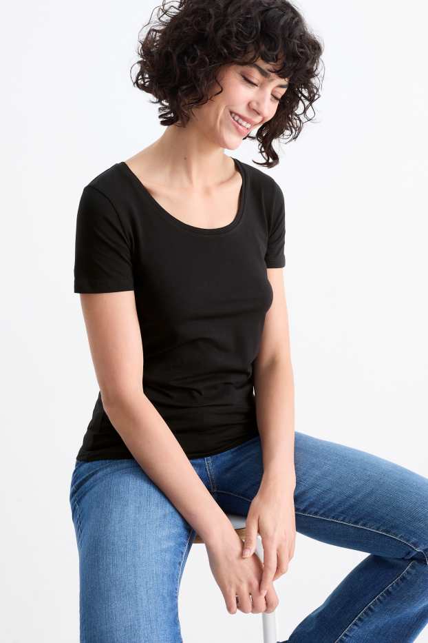 Dames - Set van 3 - T-shirt - zwart