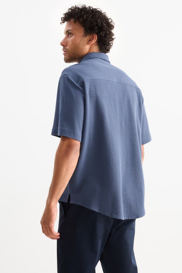 Home - Camisa - relaxed fit - kent - texturada - blau