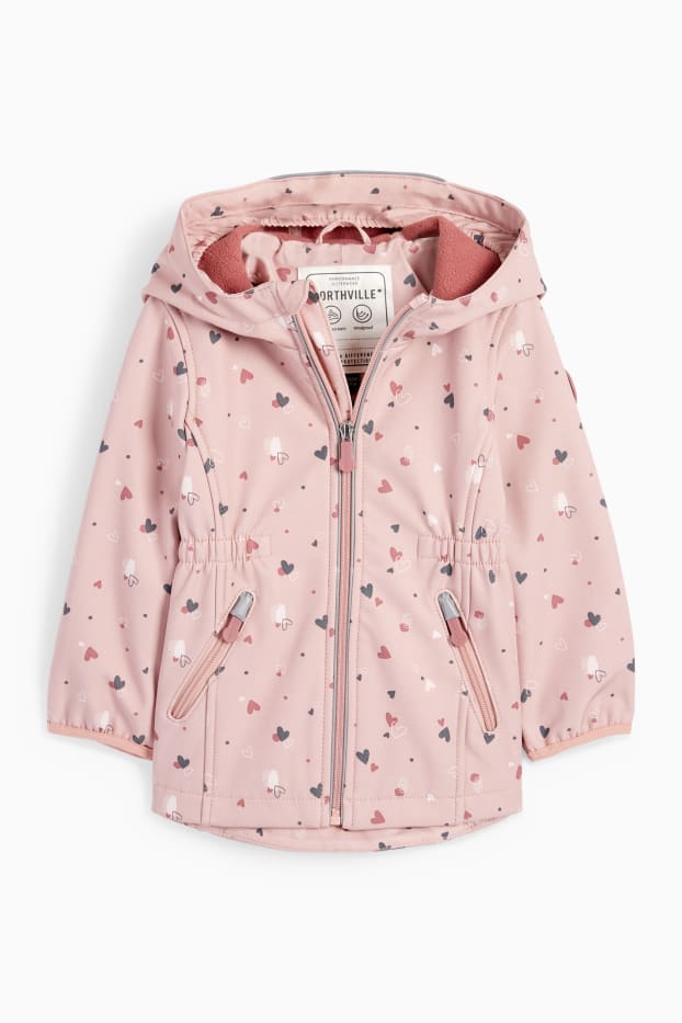 Enfants filles - Veste softshell à capuche - imperméable - à motif - rose foncé
