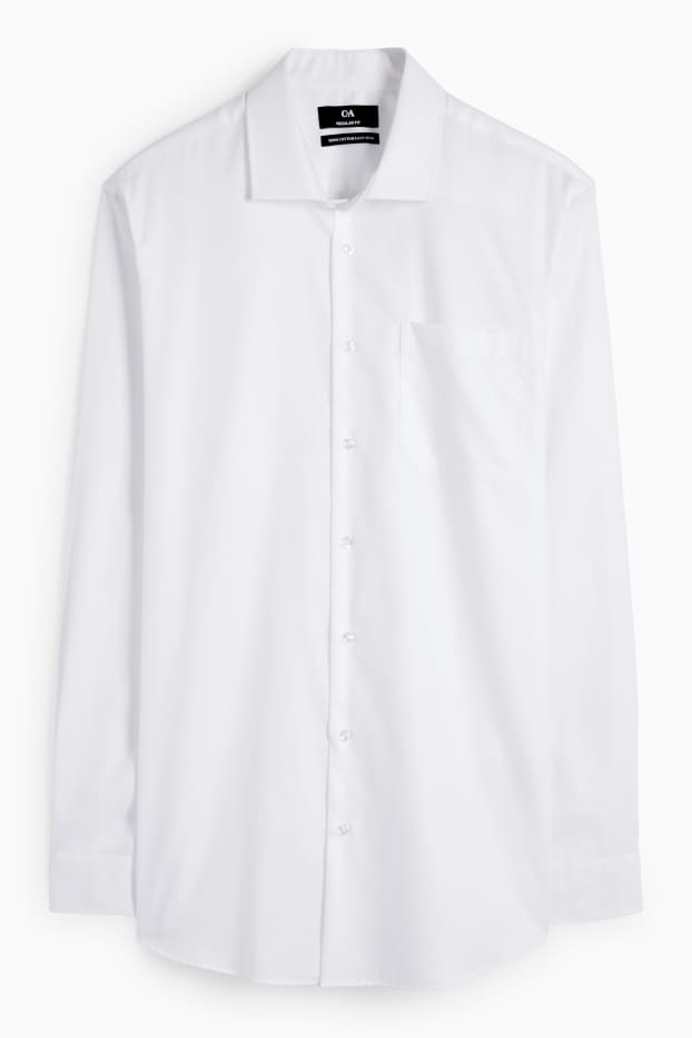 Hommes - Chemise de bureau - regular fit - col kent - facile à repasser - blanc