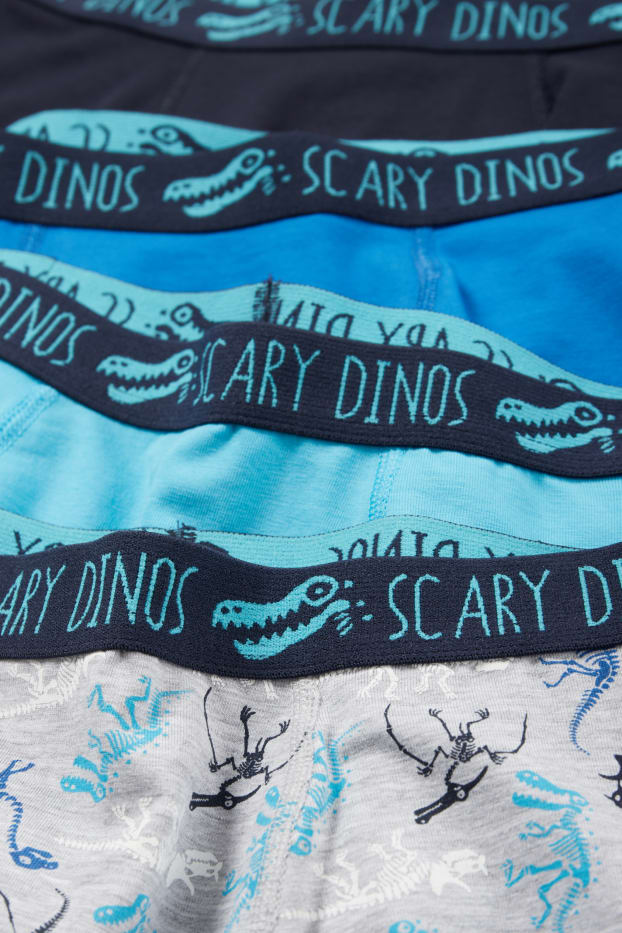 Kinderen: jongens - Set van 5 - dino - boxershorts - donkerblauw