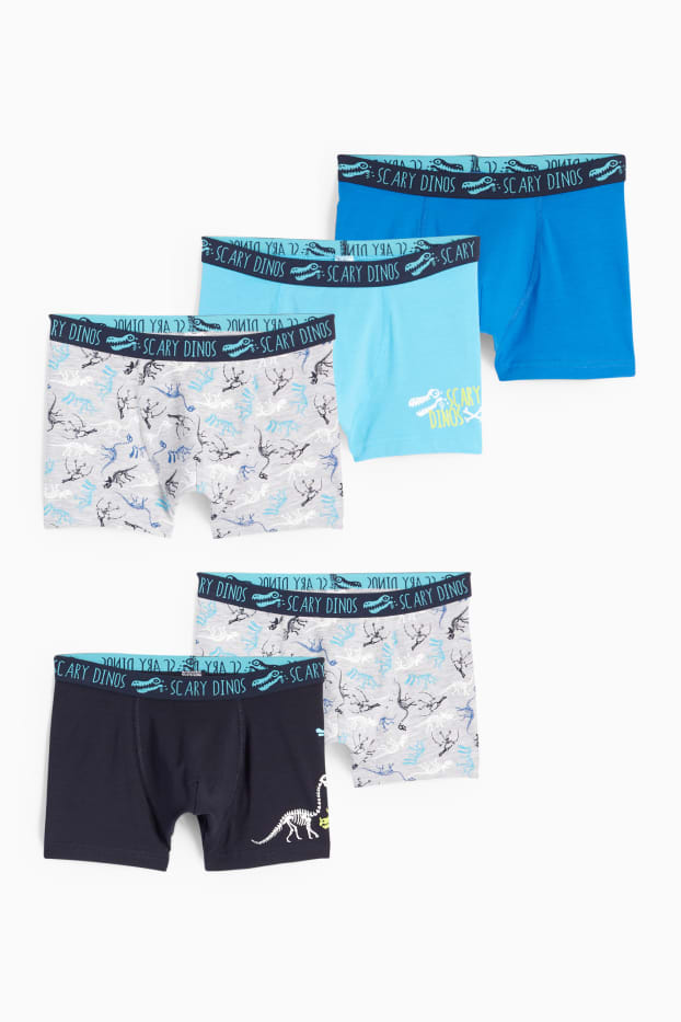 Kinderen: jongens - Set van 5 - dino - boxershorts - donkerblauw