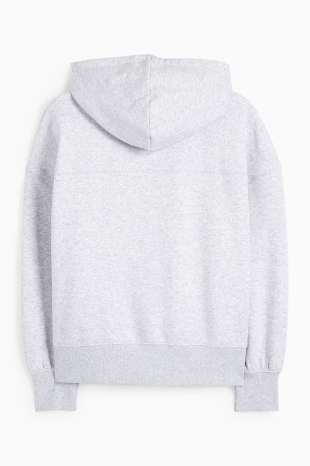 Dames - Basic sweatvest met capuchon - licht grijs-mix