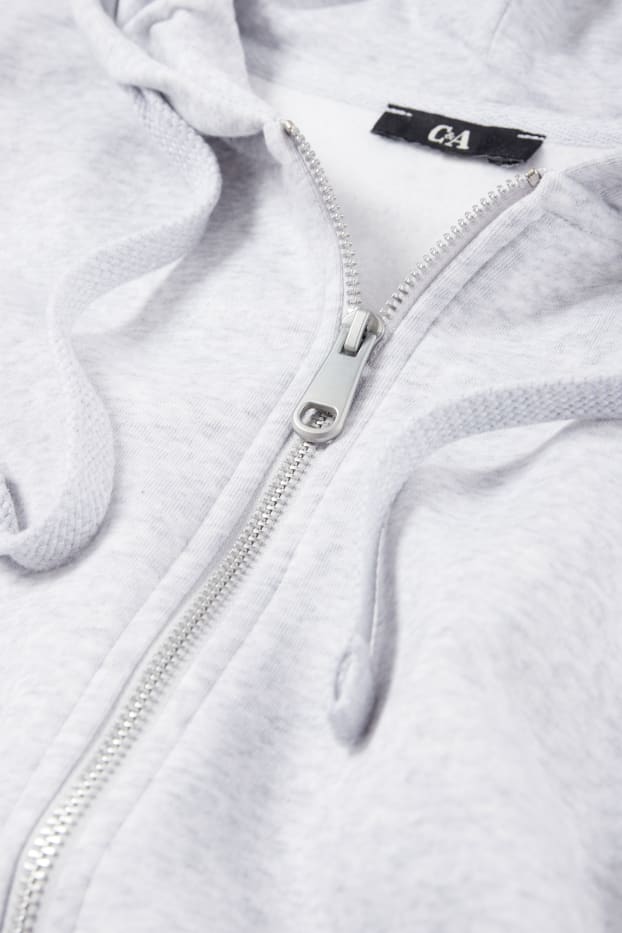 Dames - Basic sweatvest met capuchon - licht grijs-mix