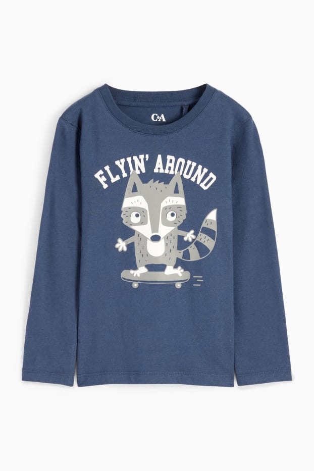 Kinder Jungen - Waschbär-Skater - Langarmshirt - dunkelblau