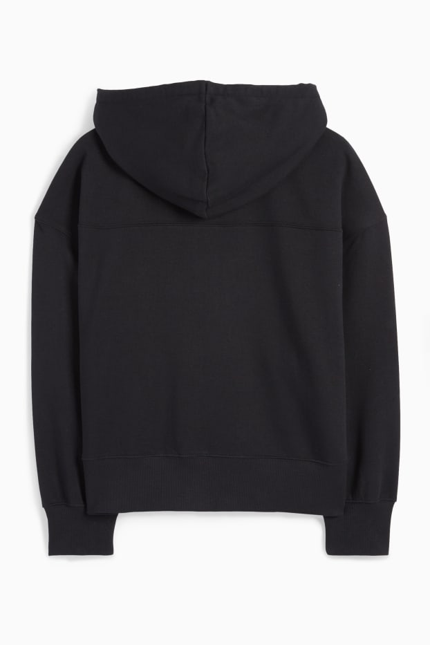 Femmes - Sweat zippé en molleton basique à capuche - noir