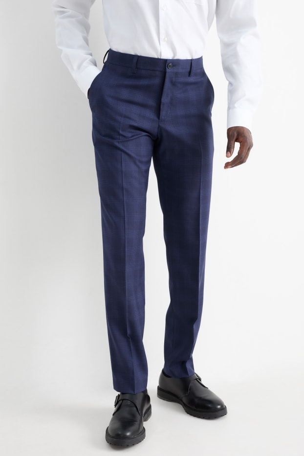 Bărbați - Pantaloni modulari - regular fit - Flex - în carouri - albastru închis